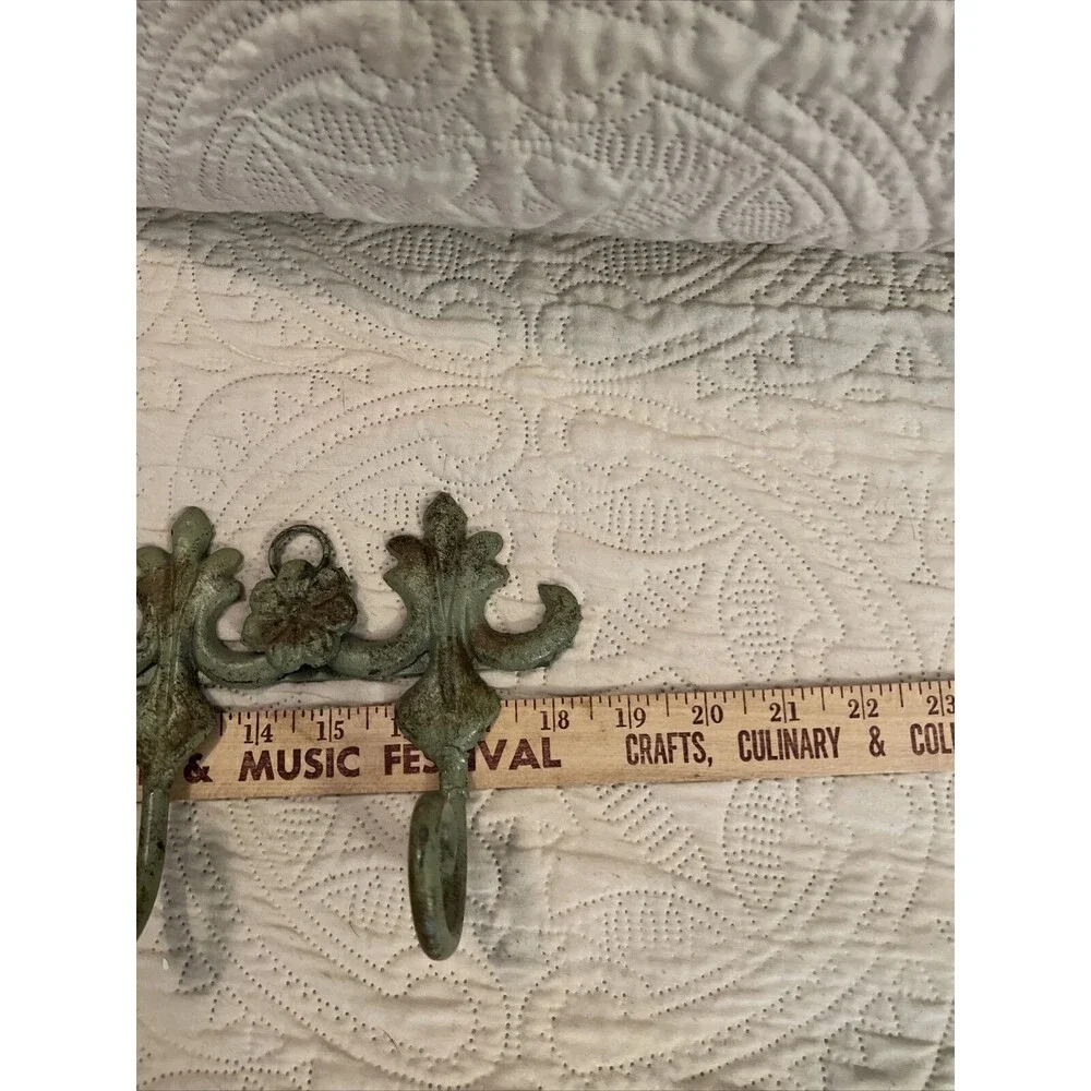 Vintage Cast Iron Green Distressed Wall Hook Holder